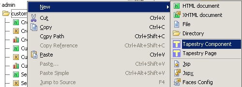 Project view context menu